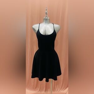 Black Spaghetti-Strap Mini Skater Dress